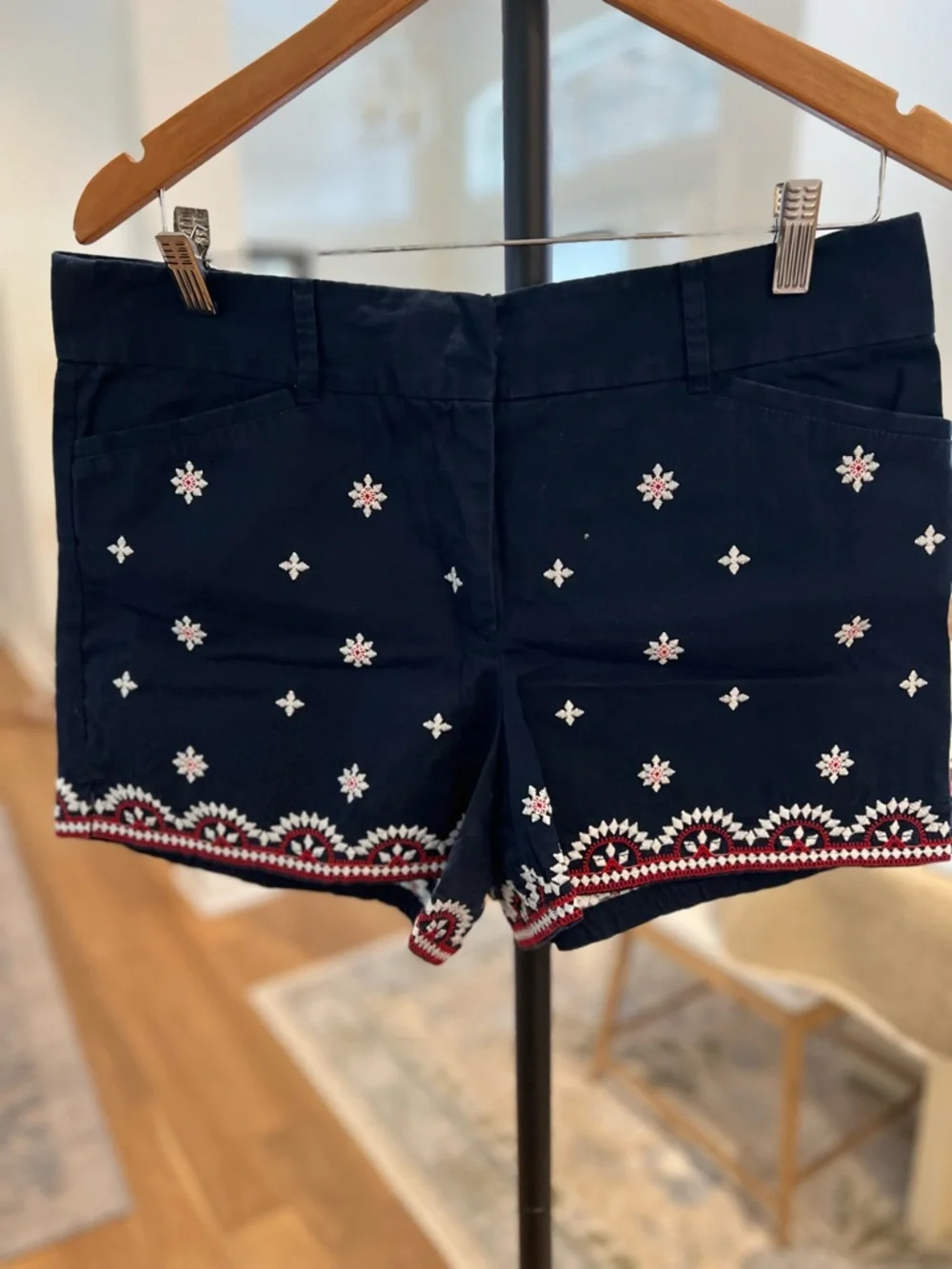 Loft Embroidered Navy Women's Shorts - Picture 4 of 7